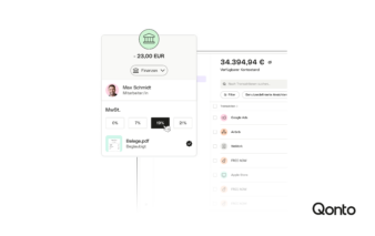 Werbemittel von Qonto zeigt Funktionalität