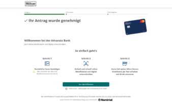 Antragsformular der Advanzia Bank für die Hilton Honors Kreditkarte