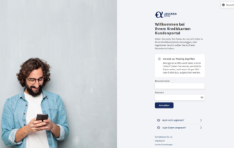 Screenshot der Advanzia Bank Seite zeigt Login-Bildschirm für das Online-Banking