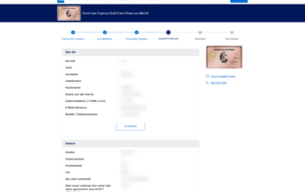 ntragsformular von American Express für die Gold Card Rosé