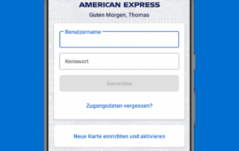 Werbemittel von American Express zeigt Funktionalität der App