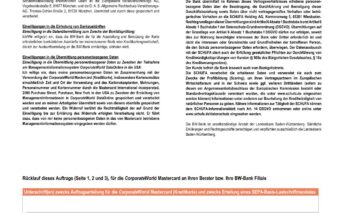 PDF-Antragsformular der BW-Bank für die CorporateWorld Mastercards