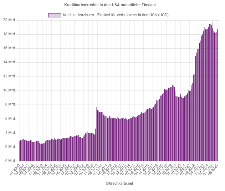 Screenshot des Balkendiagramms monatliche Zinslast für Kreditkartenkredite in USA