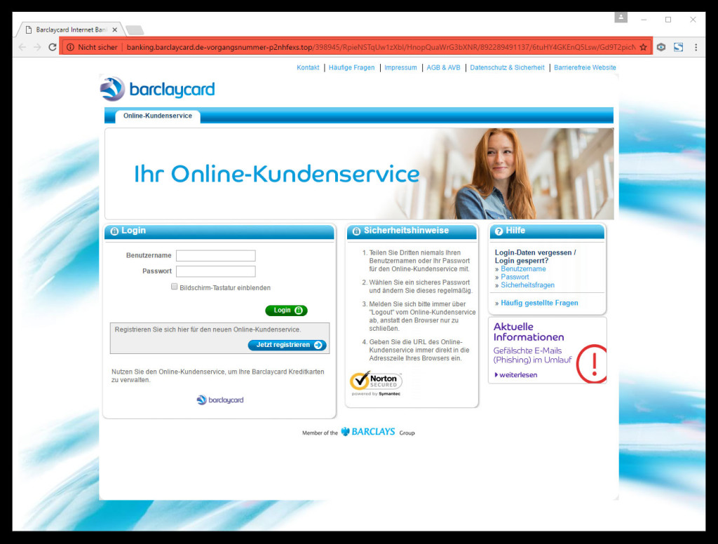 screenshoot barclaycard phishing mail