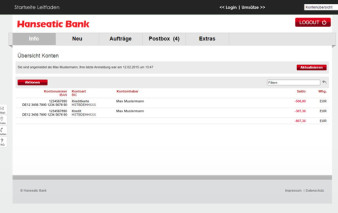 Screenshot Online-Banking Hanseatic Gold Card