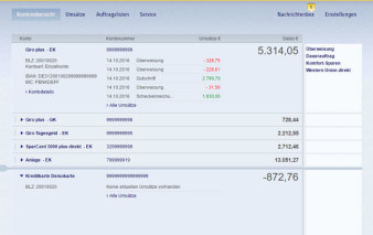 Screenshot Onlinebanking Postbank Visa Business Card Gold