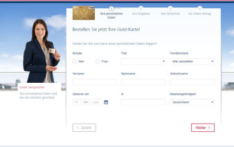 Screenshot Kartenantrag TARGOBANK Gold-Karte