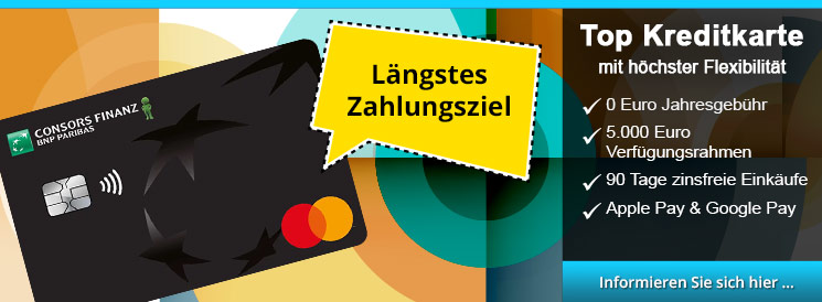 Top Kreditkarte mit dem 90 Tage Zahlungsziel